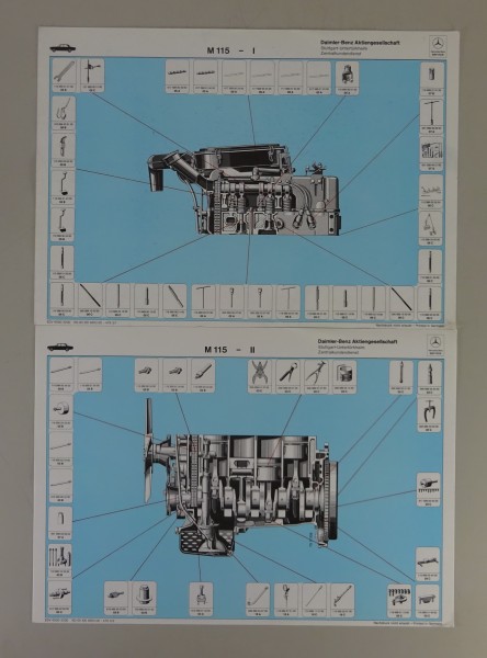Schnittbild / Schnittzeichnung Mercedes-Benz Motor M 115 Stand 04/1979