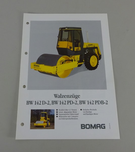 Prospekt Bomag Walzenzüge BW 142 D-2 / 142 PD-2 / 142 PDB-2 Stand 08/1992