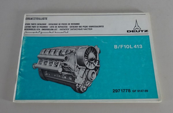 Teilekatalog / Ersatzteilliste Deutz Motor B/F10L 413 Stand 01/1977