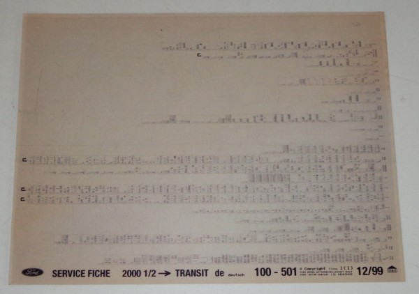 Werkstatthandbuch auf Microfich / Service Fiche Ford Transit Stand 12/99