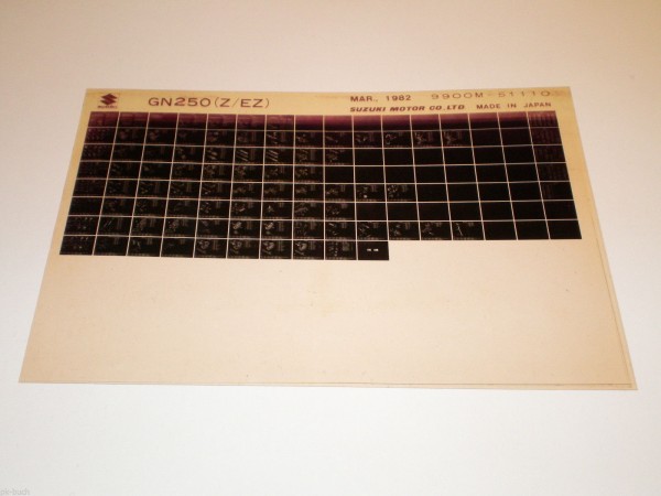 Microfich Ersatzteilkatalog Suzuki GN 250 Stand 03/1982