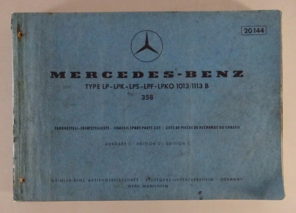 Teilekatalog Mercedes Benz LKW LP LPK LBF 1013 / 1113 B Fahrgestell von 07/1971