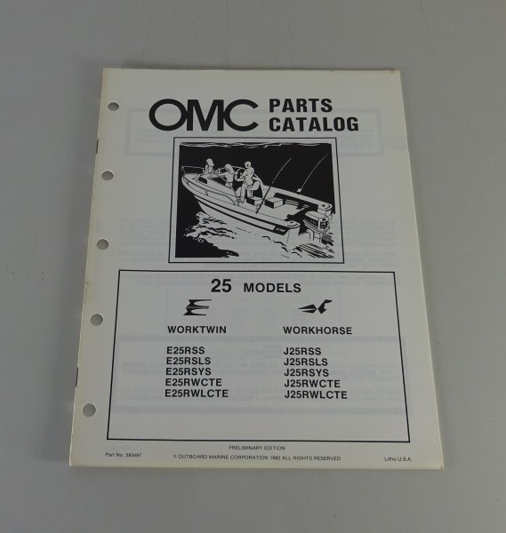 Teilekatalog OMC Evinrude / Johnson Outboards 25 PS Models Stand 1982