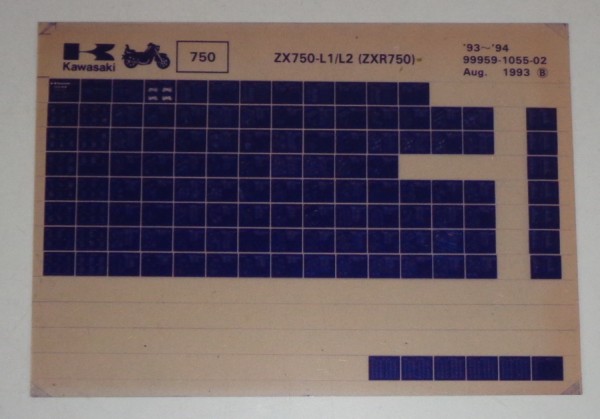Microfich Ersatzteilkatalog Kawasaki ZXR 750 ZX 750 L1/L2 Model 93-94 Stand 8/93