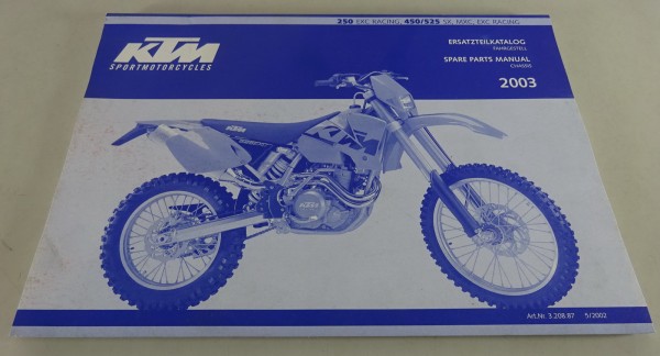 Teilekatalog Fahrgestell KTM 250 / KTM 450/525 EXC Racing - Modelljahr 2003