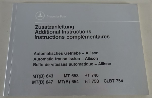 Zusatzanleitung Mercedes-Benz LKW Automatisches Getriebe - Allison Stand 06/1994