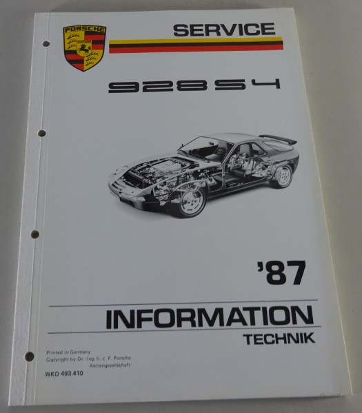 Werkstatthandbuch / Service Information Technik Porsche 928 S4 Mj. 87 von 7/1986