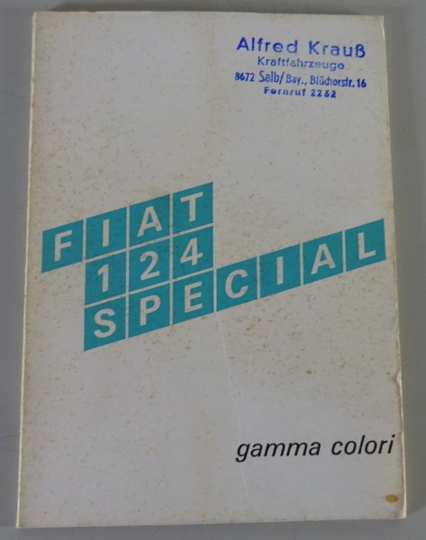 Farbkarte / Prospekt | Fiat 124 Special gamma colori | mit Händlerstempel