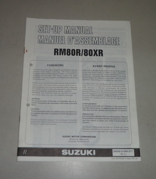 Montageanleitung / Set Up Manual Suzuki RM 80 X Stand 06/1993