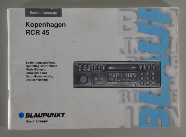 Betriebsanleitung Blaupunkt Autoradio Kopenhagen RCR 45 Stand 11/1995