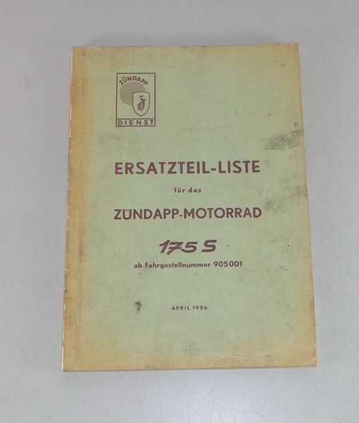 Teilekatalog / Ersatzteilliste / Parts List Zündapp 175 S Stand 04/1956