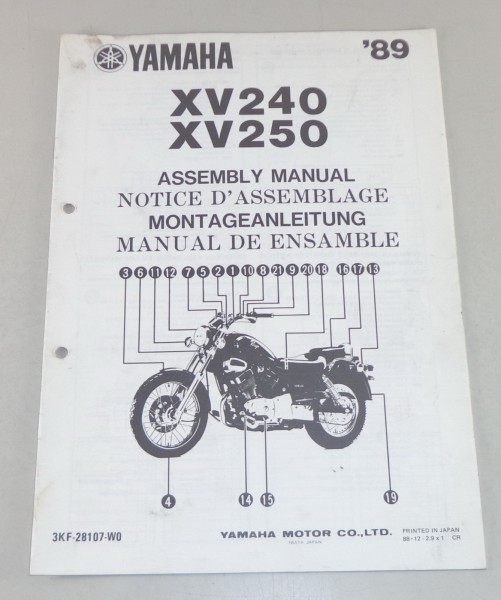 Montageanleitung / Set Up Manual Yamaha XV 240 / 250 Stand 1989