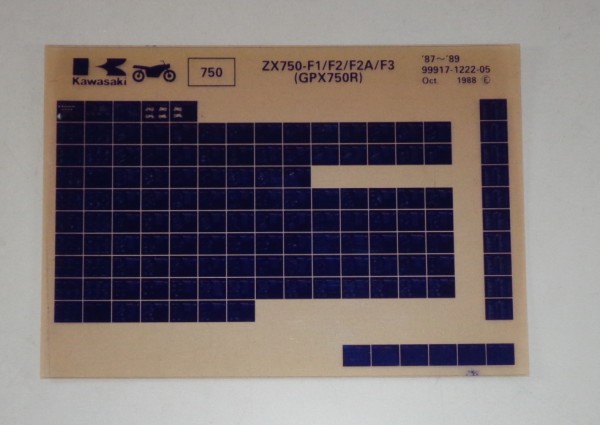 Microfich Ersatzteilkatalog Kawasaki GPX 750R ZX 750 F1-F3 Model 87-89 von 10/88