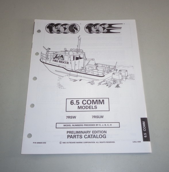 Teilekatalog OMC Evinrude Johnson Außenborder 6.5 COMM Models ab 7RSW v. 08/1992