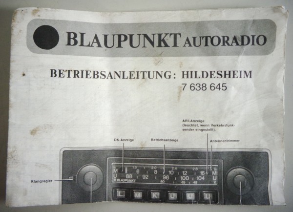 Betriebsanleitung Blaupunkt Autoradio Hildesheim