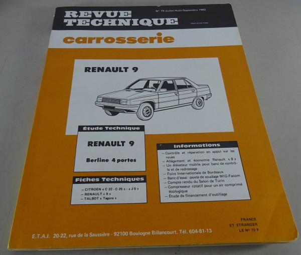 Reparaturanleitung Revue Technique Modell: Renault R9 Stand 09/1982