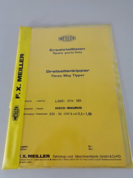 Teilekatalog / Ersatzteilliste Meiller Dreiseitenkipper für Iveco-Magirus 9/1988