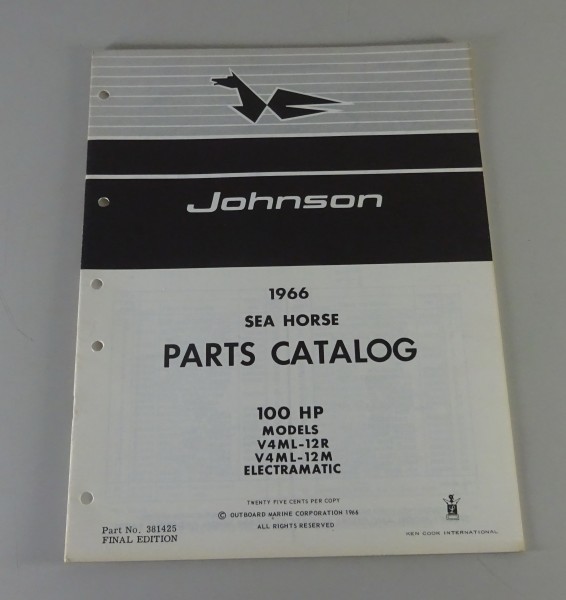 Teilekatalog OMC Johnson Outboards 100 PS Models von 1966