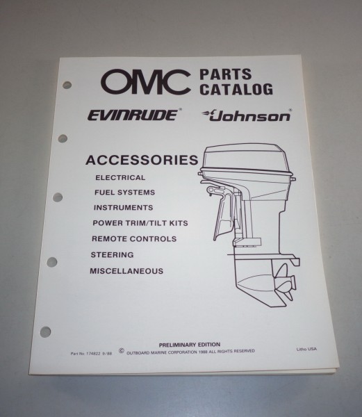 Teilekatalog Zubehör OMC Johnson Evinrude Außenborder Bootsmotor Stand 09/88