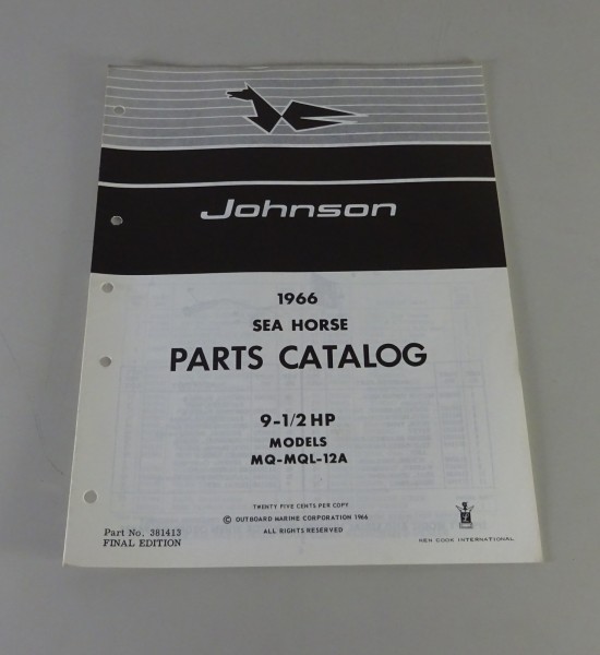 Teilekatalog OMC Johnson Outboards 9.5 PS Models von 1966