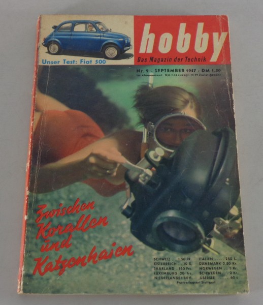 Hobby Magazin Heft Nr. 9 mit Fiat 500 Stand 09/1957