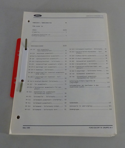 Werkstatthandbuch Karosserie / Rohbauarbeiten Ford Escort ´81 Baujahr 1980-1985