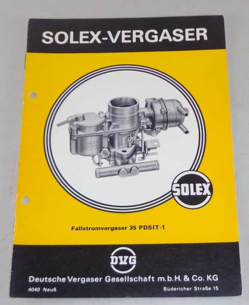 Handbuch Solex Fallstromvergaser 35 PDSIT Opel, Audi u. a. von 1966