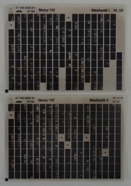 Microfich Teilekatalog Mercedes-Benz Benzin-Motor M 110 Mechanik I - II 01/1984