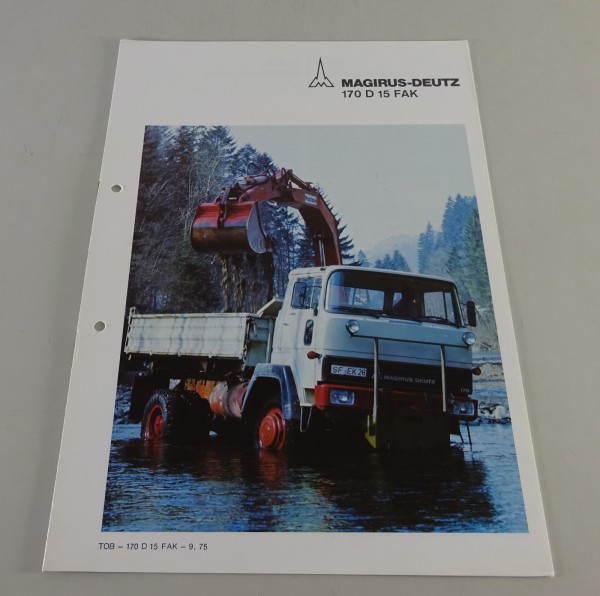 Prospekt Magirus-Deutz LKW 170 D 15 FAK Frontlenker Allradkipper Stand 09/1975