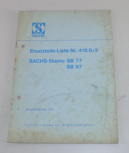 Teilekatalog Sachs Stamo Motor SB 77 / SB 97 Stand 10/1971