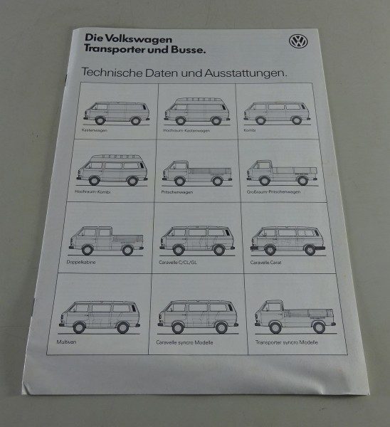 Prospekt VW Bus Transporter Multivan Caravelle T3 mit technischen Daten 11/1986