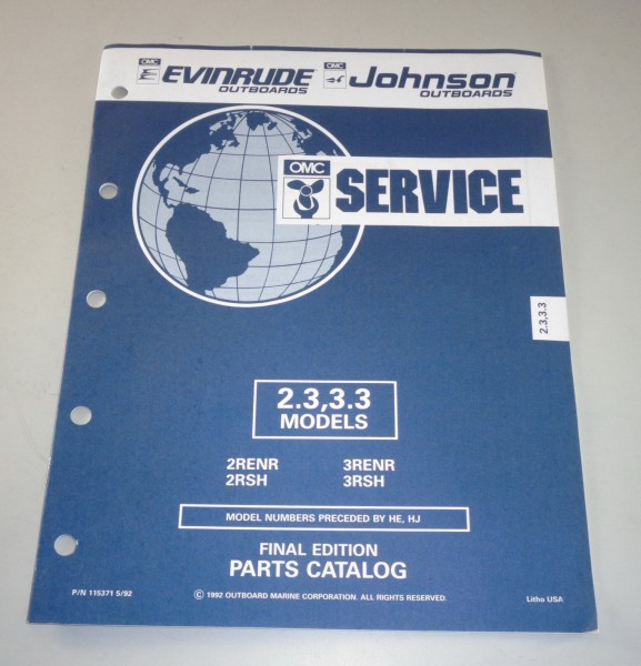 Teilekatalog OMC Evinrude Johnson Außenborder 2.3 / 3.3 Models St.05/1992