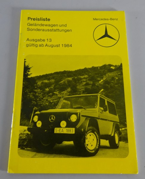 Preisliste Mercedes Benz G-Klasse W460 gültig ab 08/1984