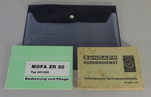 Bordmappe + Betriebsanleitung Zündapp Mofa ZR 20 Typ 447-020 Stand 1978
