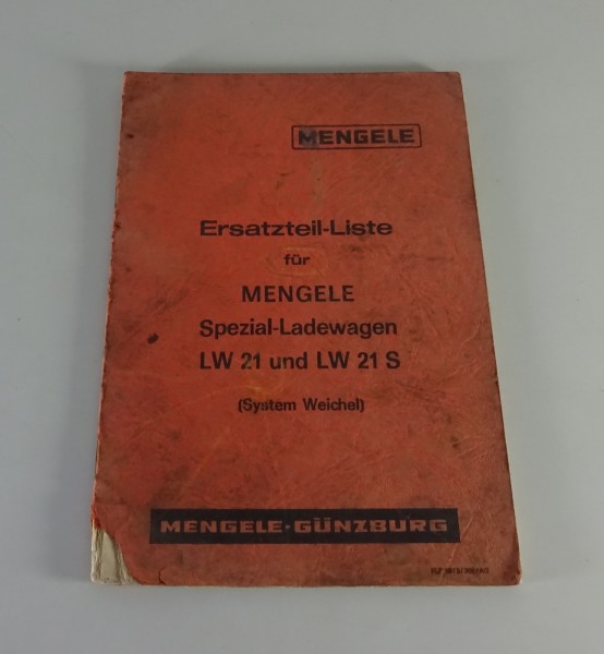 Teilekatalog / Ersatzteilliste Mengele Spezial-Ladewagen LW 21 / LW 21 S '1966