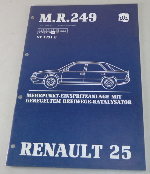 Werkstatthandbuch Renault R25 Einspritzanlage von 11/1986