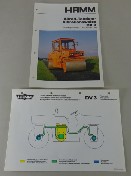 Prospekt / Broschüre HAMM Allrad-Tandem-Vibrationswalze DV 3 Stand 02/1986