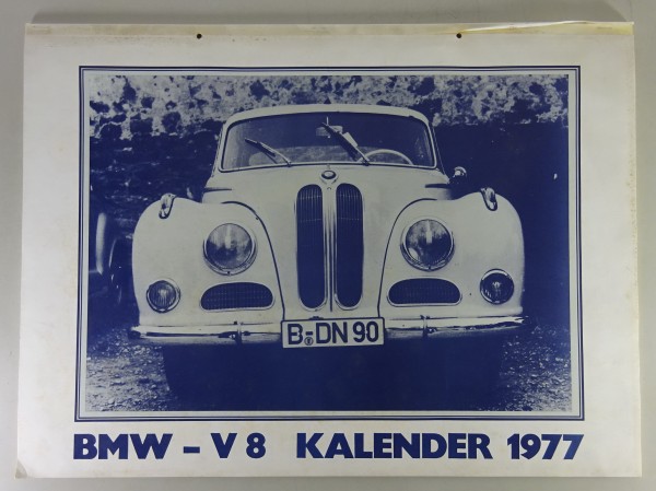 Wandkalender BMW-V8 Veteranenclub 1977 mit 501, 502, 503, 507, 3200, 2600