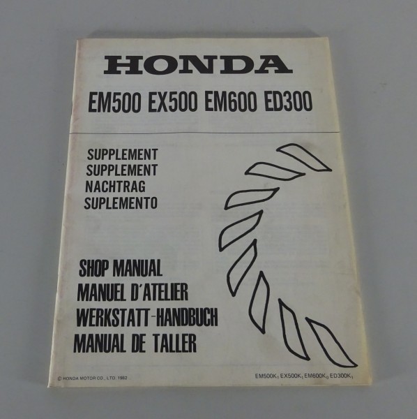 Ergänzung Werkstatthandbuch Honda Generator EM 500 / EX 500 / EM 600 / ED 300