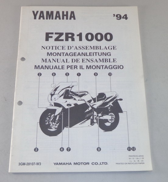 Montageanleitung / Set Up Manual Yamaha FZR 1000 Stand 1994