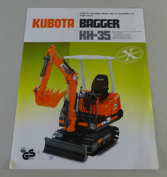 Prospekt / Broschüre Kubota Minibagger KH 35 - 13,5 PS Stand 10/1985