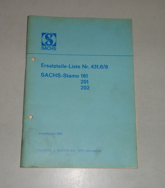 Teilekatalog / Ersatzteilliste Sachs Standmotor 161 / 201 / 202 - St. 06/1969