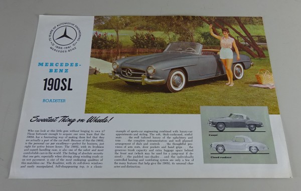 Prospektblatt / Broschüre englisch Mercedes-Benz 190 SL R121 Stand 1961