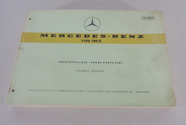Teilekatalog / Ersatzteilliste Mercedes Benz W121 Ponton Typ 190 D Stand 05/1959