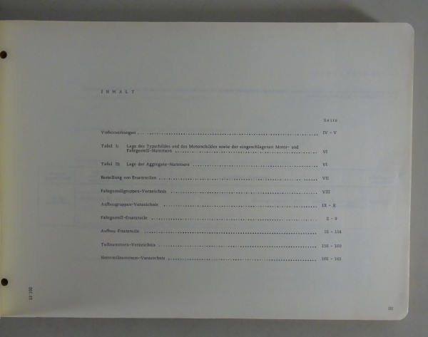 Teilekatalog Aufbau Mercedes-Benz W110 190 Dc Universal Heckflosse Stand 07/1965