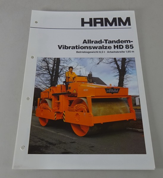 Prospekt / Broschüre HAMM Allrad-Tandem-Vibrationswalze HD 85 Stand 06/1986