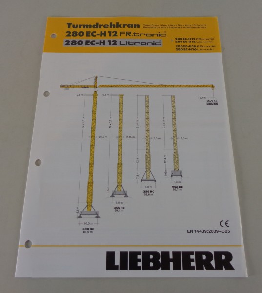 Datenblatt Liebherr Turmdrehkran 280 EC-H 12 FR.tronic / Litronic von 04/2010