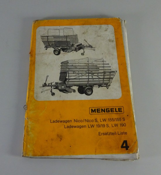 Teilekatalog Mengele Ladewagen Nico / LW 155 / 19 / 190 Stand 01/1976