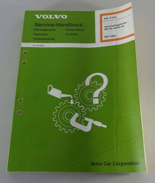 Werkstatthandbuch Volvo 960 Automatikgetriebe AW 30-40 / 30-43 Stand 10/1996