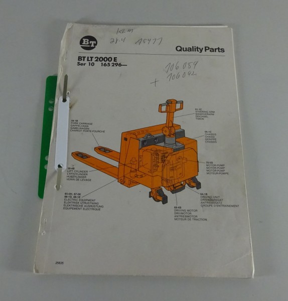 Teilekatalog / Ersatzteilliste BT Elektro-Hubwagen LT 2000 E Ser 10